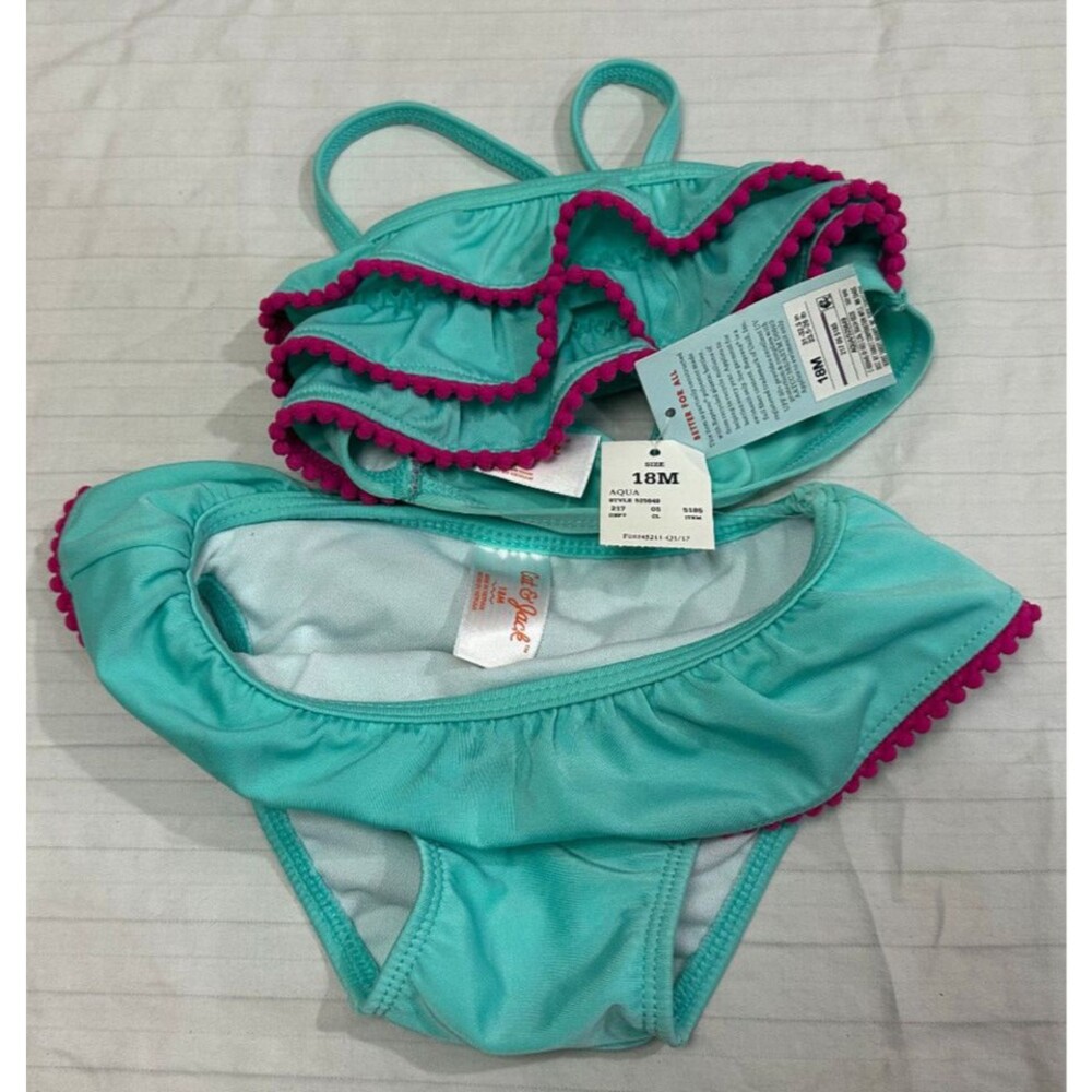 NWT CAT JACK GIRLS SWIM SUIT 2 PIECE SIZE 18 MONTHS